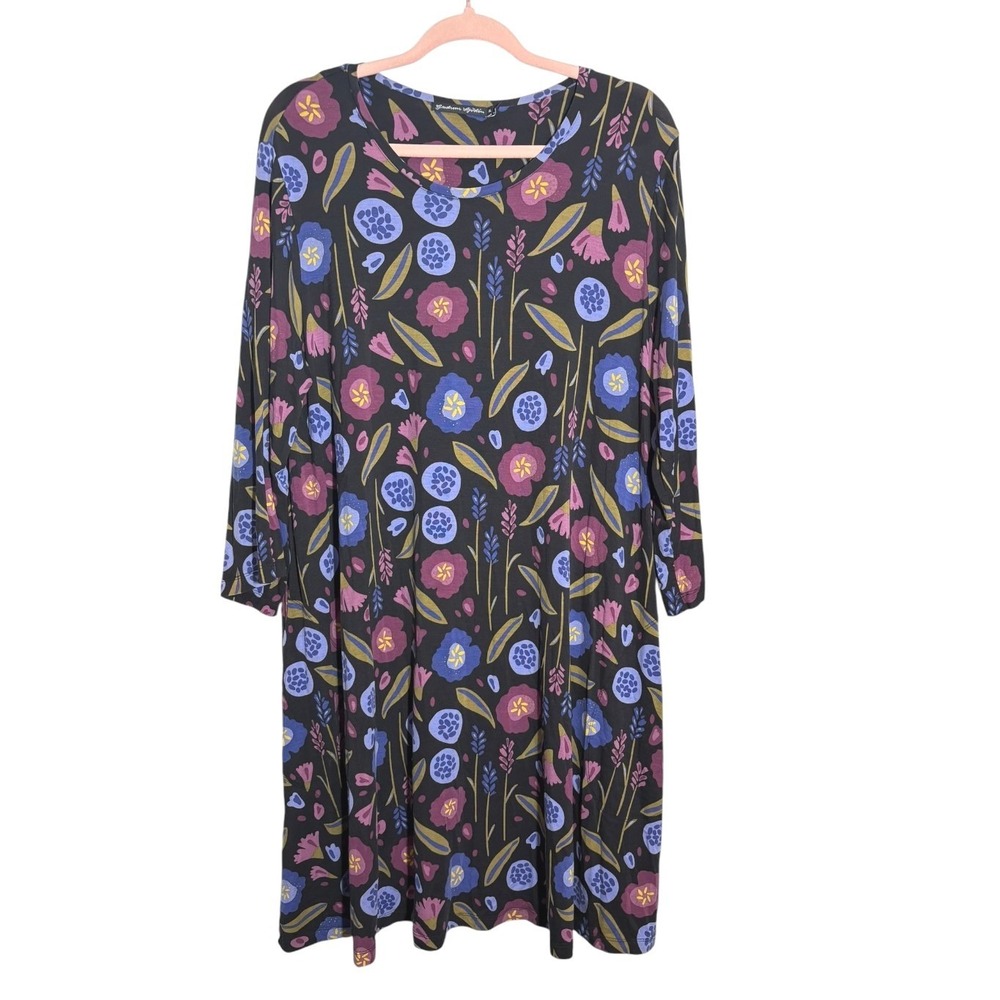 Gudrun Sjoden Floral Shift Dress w pockets Lyocell Supersoft MINT cond. sz XL